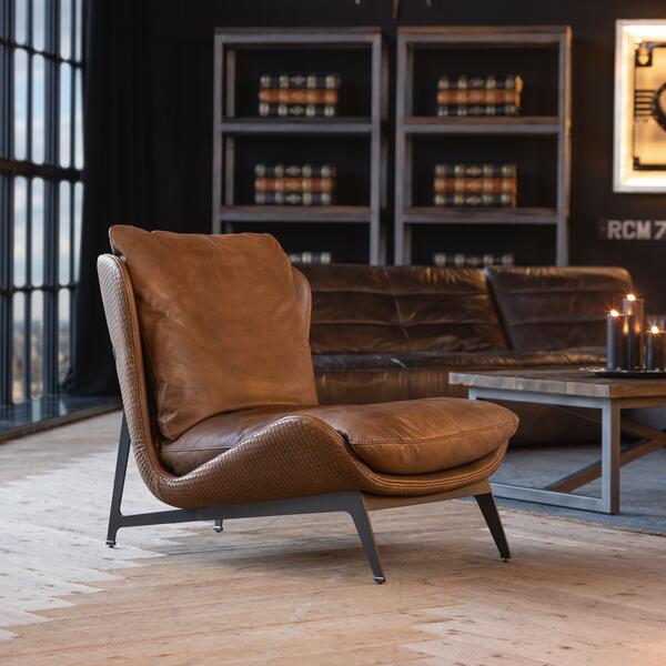 Luxury Faux Leather Low-Back Accent Chair